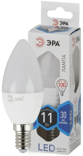 Лампа Е14 свеча 11Вт 880Лм 4000К LED B35-11W-840-E14 Б0032982 (Эра)  1 10