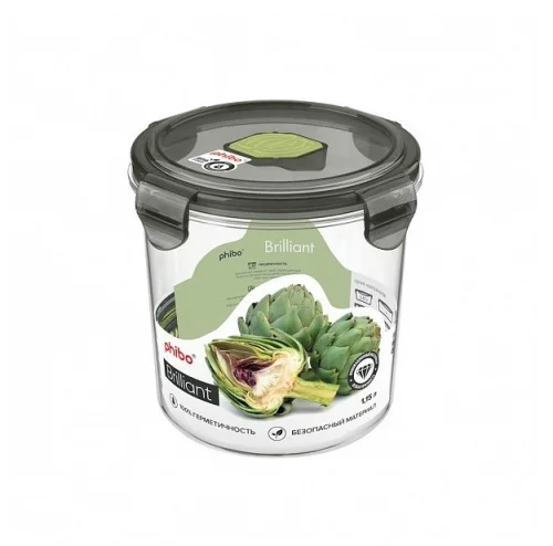 Контейнер для продуктов BRILLIANT герметичный с клапаном 1,15л круглый (Черный) 431179713  1 12