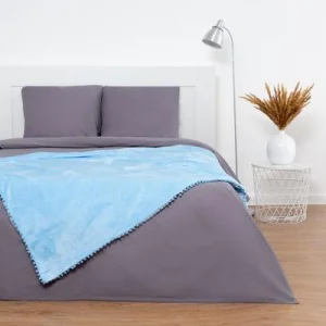 Плед двухслойный "Этель" 130х180см голубой 100% п/э 100% хлопок велсофт поплин 5231134 *1/5