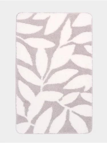 Коврик д ванной  Leaves  50х80см ворс 1,5см, микрофибра, серый 10690978 (Доляна)  1