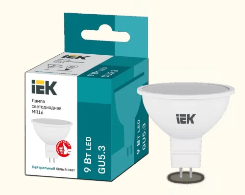 Лампа GU5.3 софит 9Вт MR16 4000К нейтр. бел. 230В LLE-MR16-9-230-40-GU5 (IEK)  1
