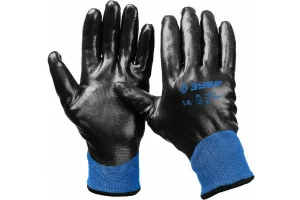ЗУБР  АРКТИКА, акрил+нейлон, с нитриловым обливом, размер L-XL,двухслойные, утеплённые перчатки, Про