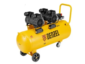 Компрессор Denzel DLP-3000/100 безмаслянный малошумный 3000Вт 2х1500Вт 500л/мин,ресивер 100л 58145 *1
