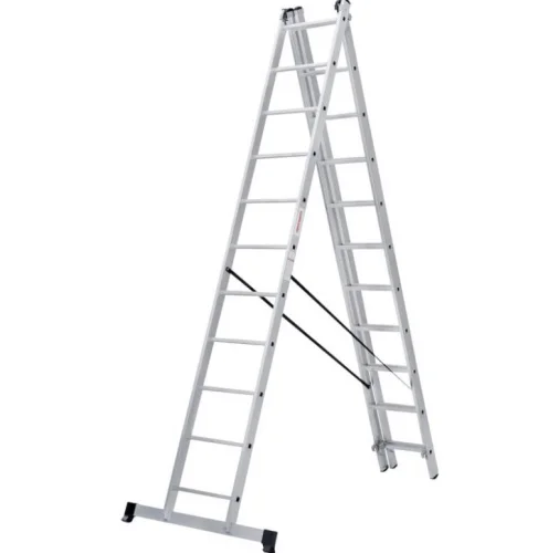 Лестница 11 ступеней 3-секционная алюминиевая Новая Высота NV 1230 1230311  1