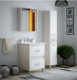 Тумба напольная  Комо-60  2 ящика, дуб сонома 22мм, б раковины  1