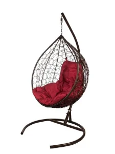 Кресло подвесное "Tropica" коричневое бордовая подушка нагрузка до 120кг К2460 *1