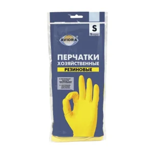 Перчатки хозяйственные, резиновые, 1 пара, AVIORA, размер S 402-566