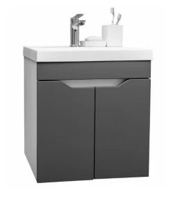 Тумба подвесная "Arona 50" с раковиной, фасад МДФ с вырезами (под Слим 50/Altais 35), Графит+Белый AR-T50-Gr/W (Garda) *1