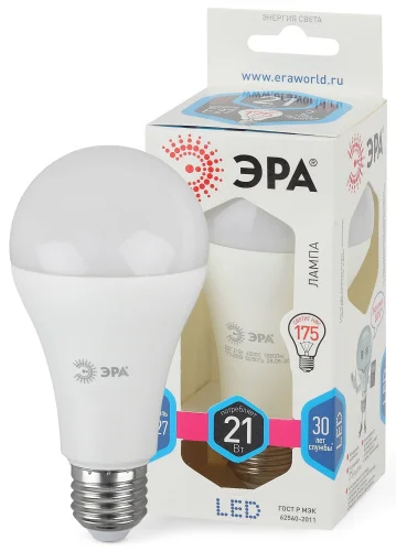 Лампа Е27 груша 21Вт 1680Лм 4000К LED A65-21W-840-E27 Б0035332 (Эра)  1 10