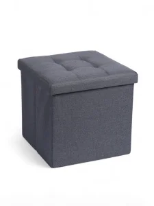 Пуф с ящиком 38х38х38 см, прострочка, рогожка 722-9 серая, нагрузка 120 кг   10881138  1