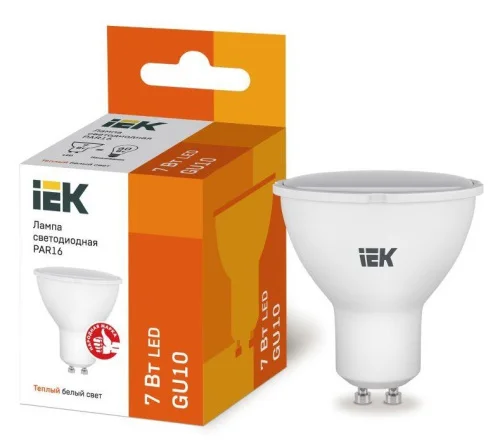 Лампа GU10 софит Eco PAR16 7Вт 230В 3000К LLE-PAR16-7-230-30-GU10 (IEK)  1