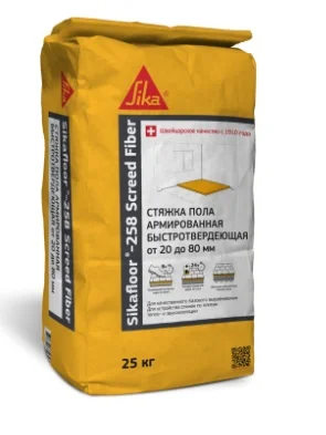 Стяжка быстротвердеющая армированная от 20 до 80 мм Sika floor-258 Screed Fiber 25кг  1 48