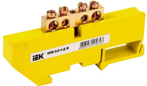 Шина PE  земля  на DIN-изол. ШНИ-6х9-4-Д-Ж YNN10-69-4D-K05 (IEK)  20