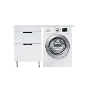 Тумба напольная AGATA Никас 120 Л АТ120-527, 2 ящика с раковиной Марсал 120 левый с правым кронштейном