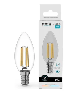 Лампа Е14  Filament  Elementary свеча 12W 750lm 4100К Е14 LED 32122 (Gauss)  1 10 100