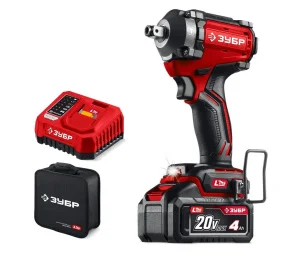 Гайковерт ударный бесщеточный Зубр 20В, 350Нм, 1 АКБ LMS (4Ач) ГБУ-350-41 *1