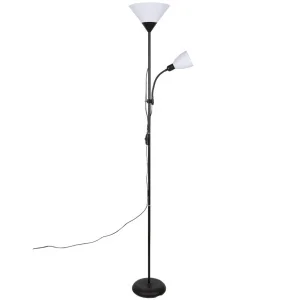 Торшер напольный UML-T520 E27+E14 BLACK/WHITE под лампу Е27 и Е14, 2х60W. Черный/Белый. ТМ Uniel