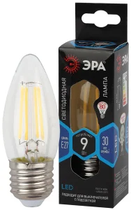 Светодиодная лампа Filament "Свеча" Е27 9Вт 4000К B35-9w-840-E27 Б0046997 Эра
