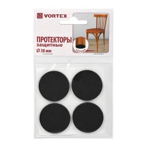 Протекторы для мебели из фетра черные Ø38мм 4 шт 24349 VORTEX *1/30