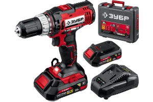 Дрель-шуруповерт аккумуляторная Зубр ДШЛ-185-22 18В, 2 АКБ, 2 Ач, в кейсе