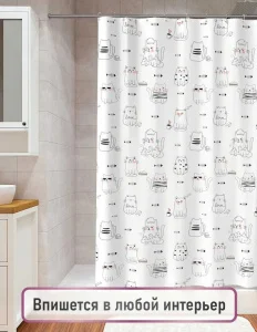 Штора д/ванной п/э 180х180см "Cats" FOR-PH-CATS (Fora) *1