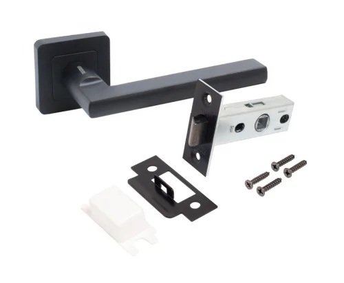 Комплект ручка+защелка АЛЛЮР АРТ  ВЕНСАН  BL+L45-8 BL (26150 S45) матовый черный  20