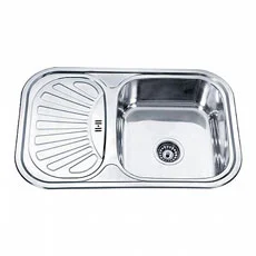 Мойка нерж. сталь глянцевая правая 750х490х180мм толщ. 0,8мм с сифоном L97549-R (Ledeme)  1