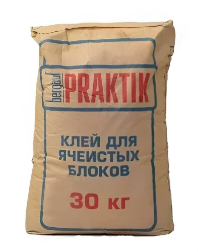 Клей для ячеистых блоков морозостойкий 30кг Bergauf Praktik  1 48