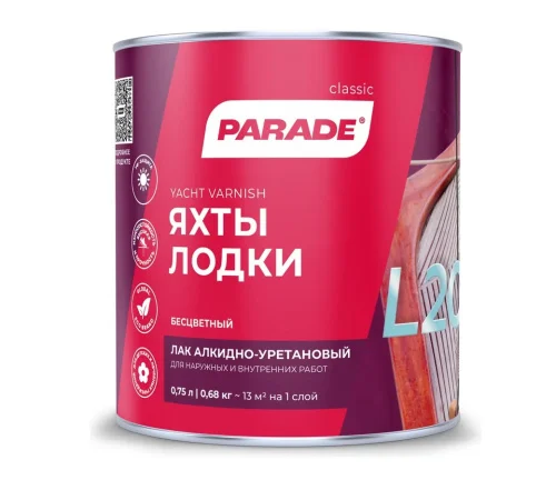 Лак алкидно-уретановый яхтный глянцевый 0,75 л PARADE L-20 0006106  1 6