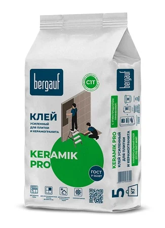 Клей усиленный 5 кг для керамической плитки Keramik PRO С1 Т 5кг Bergauf  1 6