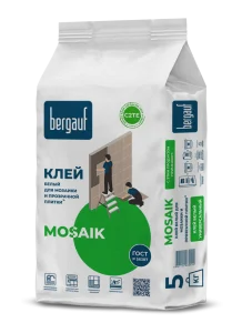 Клей для мозаики и прозрачной плитки Bergauf Mosaik С2 ТЕ 5кг белый