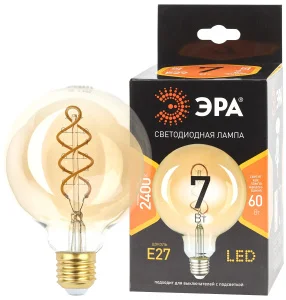 Лампа Е27  Filament  шар 7Вт 580Лм 2400К F-LED G95-7w-824-E27 spiral gold Б0047663 (Эра)  1 20