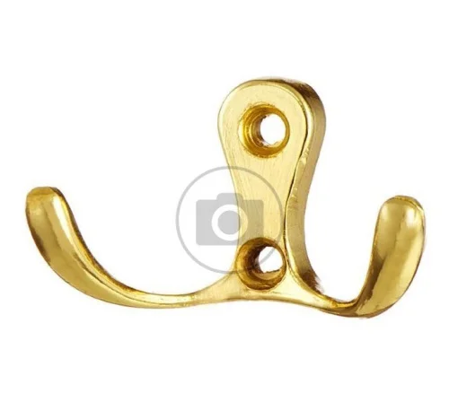 Крючок мебельный SANBERG 2-х рожковый КL-57В ЭК (золото) инд. уп.  1
