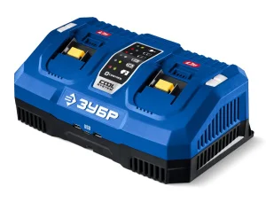 Зарядное устройство Зубр Профессионал TC-20-2 Turbo Charge 20В для LMS АКБ, 2 порта, 2х9,0 А ч, Li-i