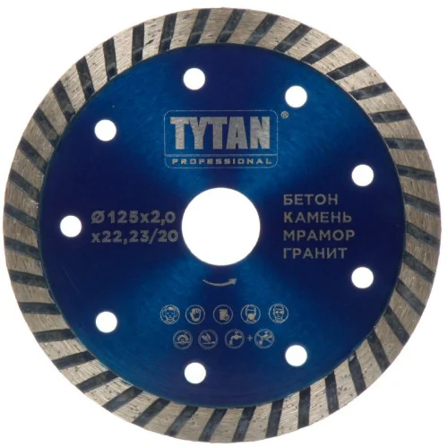 Диск алмазный отрезной 125х2,0х22,23 20мм по бетону TYTAN Professional 45567  1