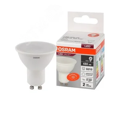 Лампа GU10 софит LED Value LVPAR1650 6SW 840 6Вт 230В 10х1 RU 4058075581470 (Osram)  1