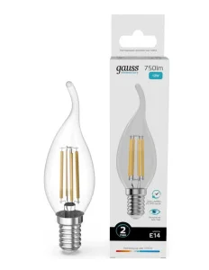 Лампа Е14  Filament  Elementary свеча на ветру 12W 750lm 4100К Е14 LED 42122 (Gauss)  1 10 100