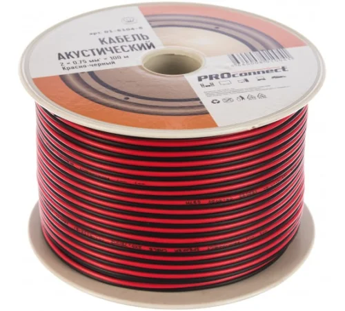 Кабель акустический  Stereo  2х0,75мм Red Black бухта (м) 01-6104-6 (Proconnect)  100