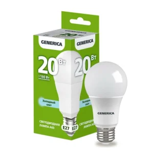Лампа светодиодная Е27 А60 20Вт 6500К LL-A60-20-230-65-E27-G Generica Лампа светодиодная Е27 А60 20Вт 6500К LL-A60-20-230-65-E27-G Generica