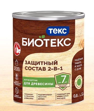 Состав защитный 2-в-1 Биотекс сосна 9л.