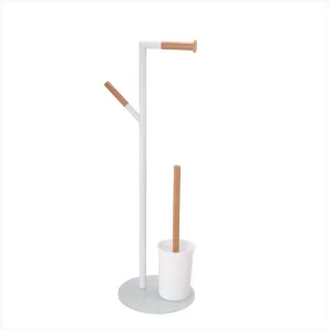 Ерш-стойка для туалета с держателем туалетной бумаги Zenfort B0447A W 102120 бамбук, белый