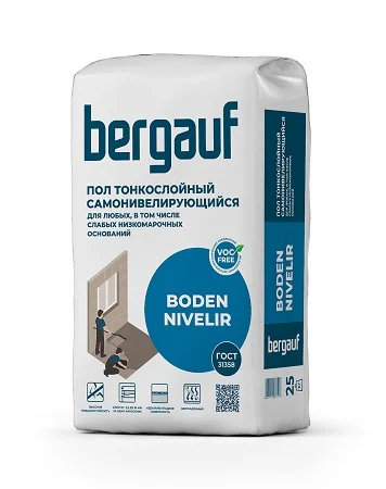 Пол наливной самонивилирующийся финишный Boden Nivelir 1-10мм 25кг Bergauf  1 56