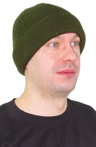 Шапка вязаная с отворотом Хаки