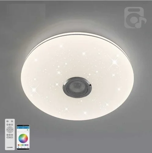 Люстра светодиодная MUSIC RGB 60W(6000Lm)2K-4K-6K 390x70 пульт ДУ хром муз колонка IP20 (Estares)  1
