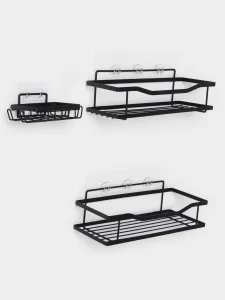 Набор полок для ванной 2 шт и мыльница, цвет черный 10665505 (Stölz) *1