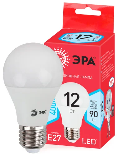 Лампа Е27 груша 12Вт 960Лм 4000К LED A60-12W-840-E27 R Б0049636 (Эра)  1 10