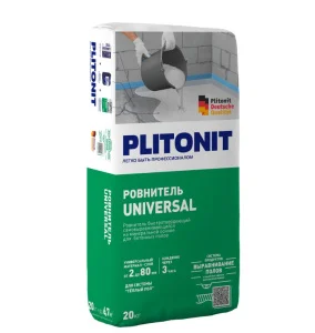Наливной пол Universal + -20 быстротвердеющий самовыравнивающийся для грубого и финишного выравнивания PLITONIT 20 кг Н011109 *1/48