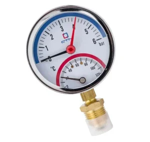 Термо-манометр радиального подключения 1 4 , измерениедо 6 бар  до +120°С CTM14R06 (СТМ)