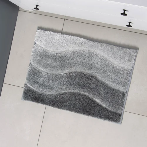 Коврик д ванной  Waves  43х61см серый, полиэстер 10542033 (Доляна)  1