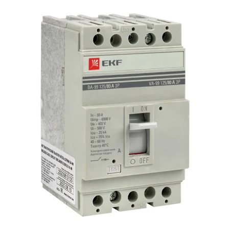Выключатель автоматический 3п 125/80А 25кА ВА-99 PROxima mccb99-125-80 EKF